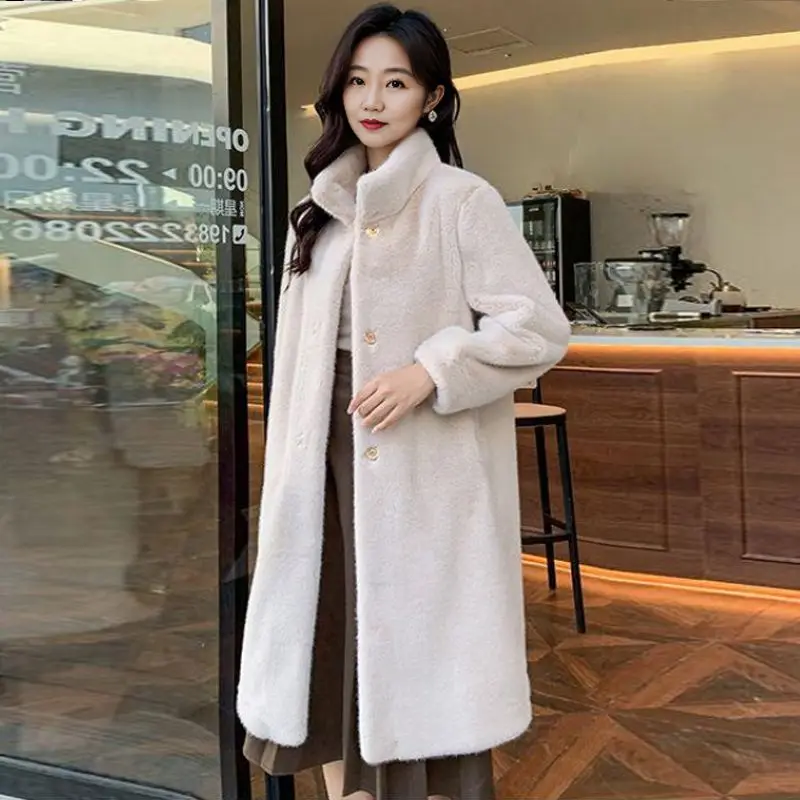 Autumn Winter Mink Mid To Long Women's New Mink Fur Jacket Female With Chinese Style And Western Style, Thick Fur