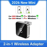 NUEVO Adaptador CarPlay 2 en 1 con Cable a Inalámbrico, Dongle Android Auto, Accesorio para Auto de Alta Calidad, Caja Inteligente con WiFi de 5GHz, Tipo-C/USB