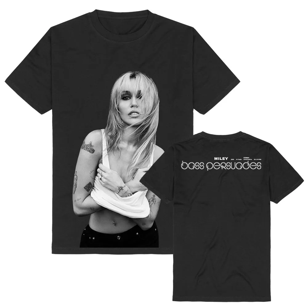 Miley Cyrus BASS PERSUADES T-shirt Summer Casual Short Sleeve Cotton Tees Unisex Streetwear Design Graphic Print Merch Female