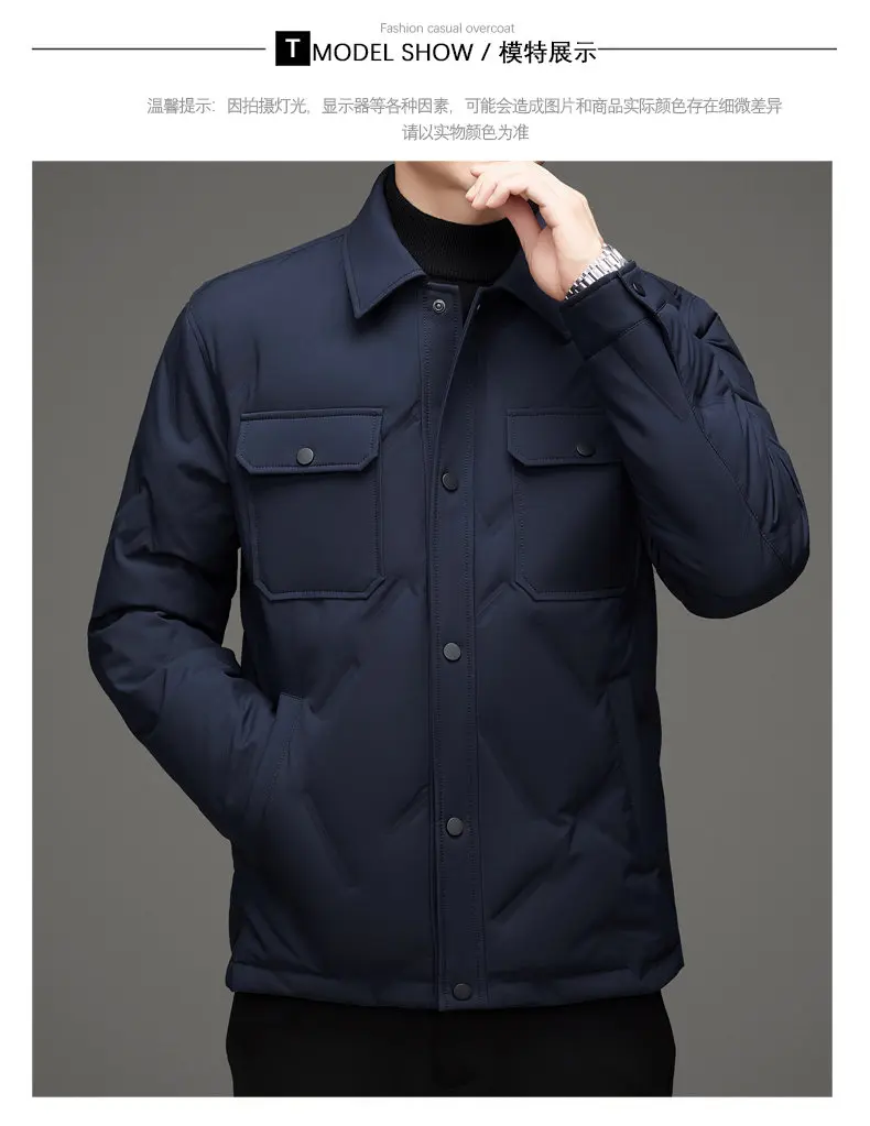 Men's 50% White Duck Down down coat 2026 winter turndown collar warm Down Jackets men fashion light and thin Jacket M-4XL