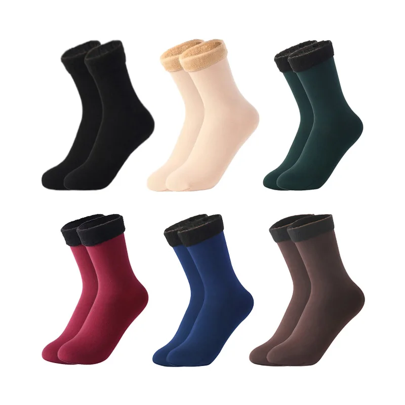 Winter Warm Women Socks Soft Thicken Thermal Plush Socks Girls Solid Color Velvet Wool Snow Boots Floor Socks Home Sleeping Sock