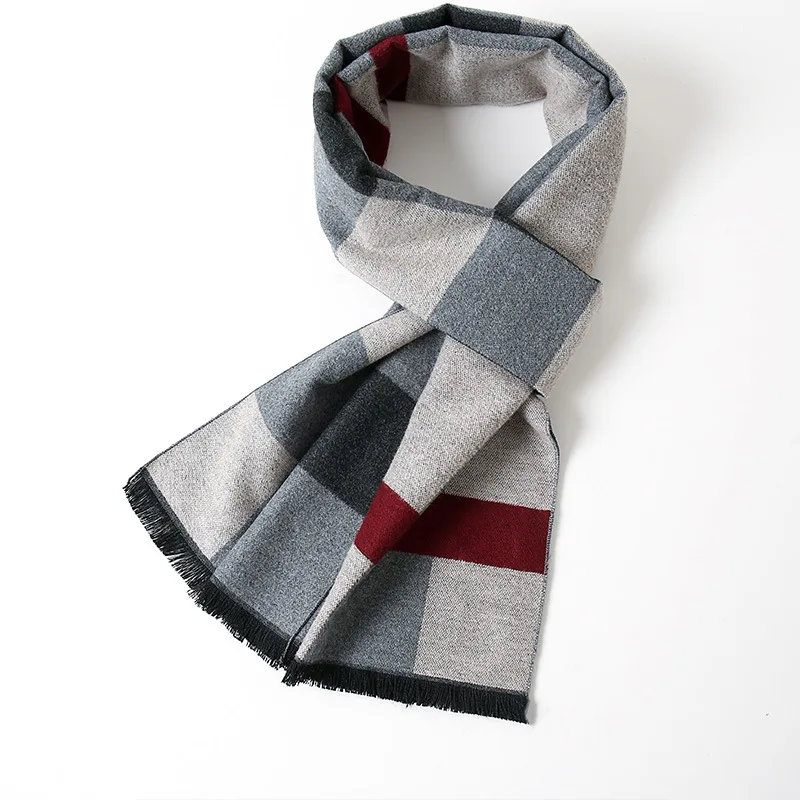 

Fashion Men Scarves Luxury Plaid Autumn Winter Pashmina Neckerchief Thicken Warm Imitation Cashmere Men's Business Long Wraps