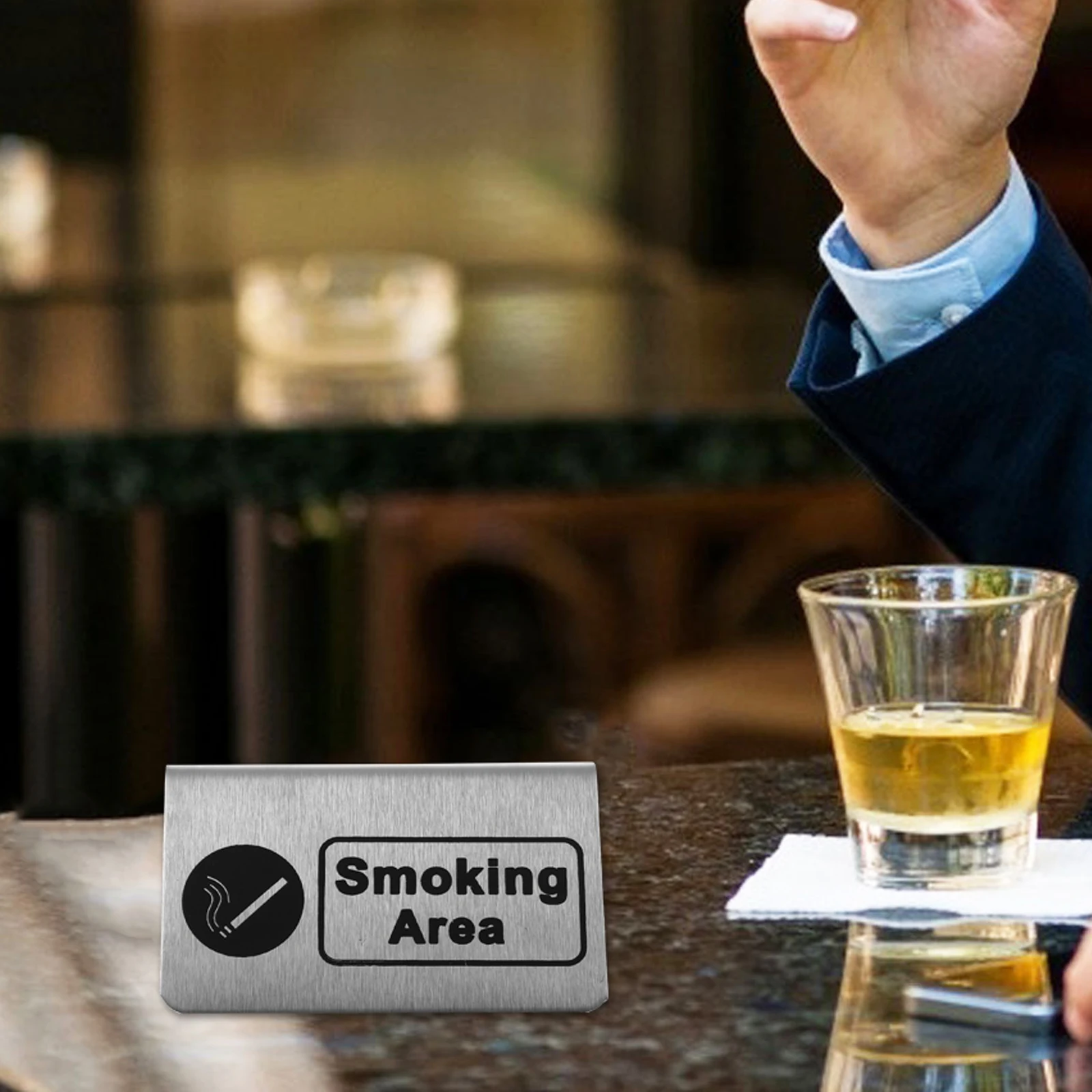 

Smoking Area Sign Stainless Steel Indicator Plate Clear Printing Mall Restaurant Banquet Non Smoking Label Decorative