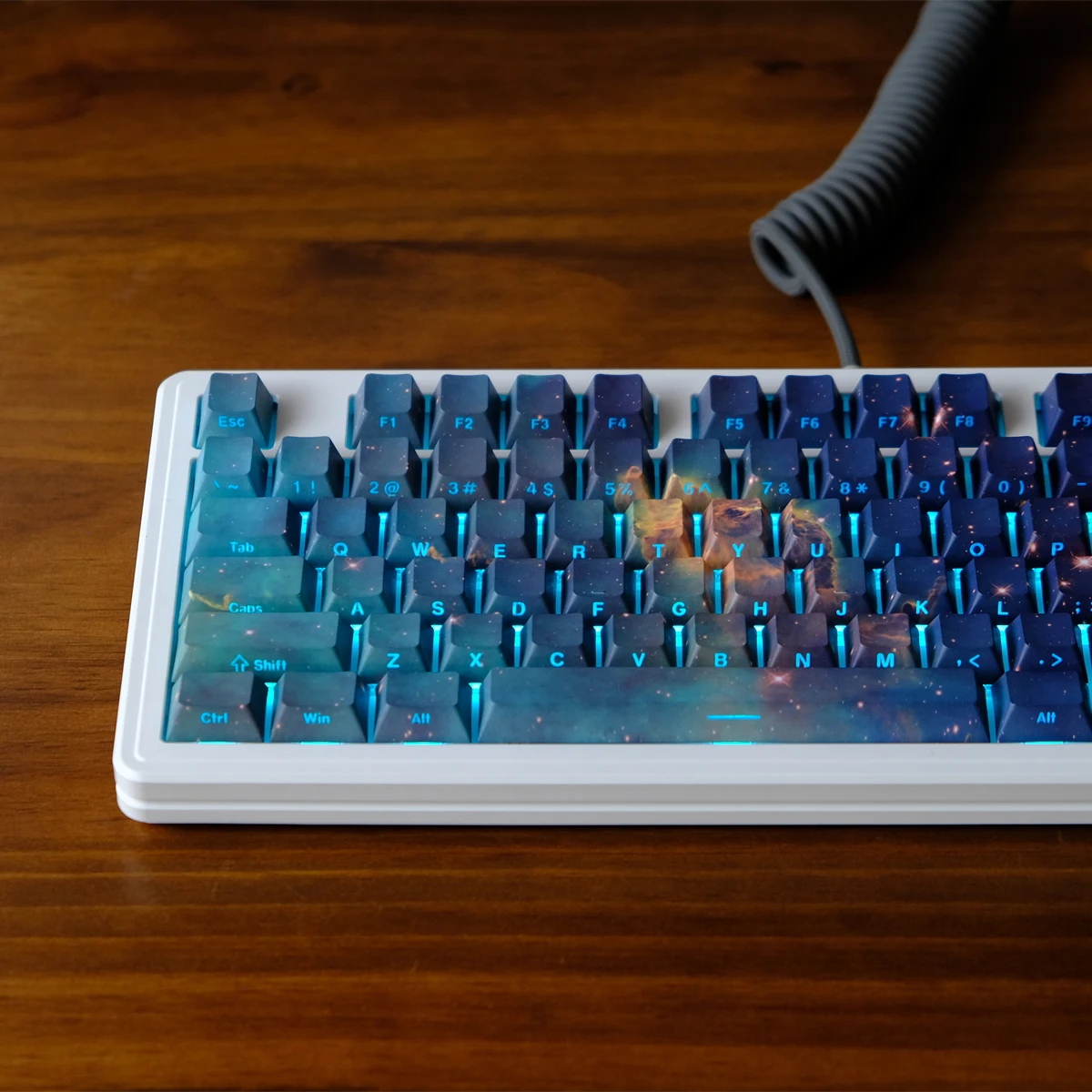 130 Keys Carina Nebula Dye Sublimation PBT Keycap Side-lit Shine Through Keycaps Cherry Profile for MX Switches Gaming Keyboard