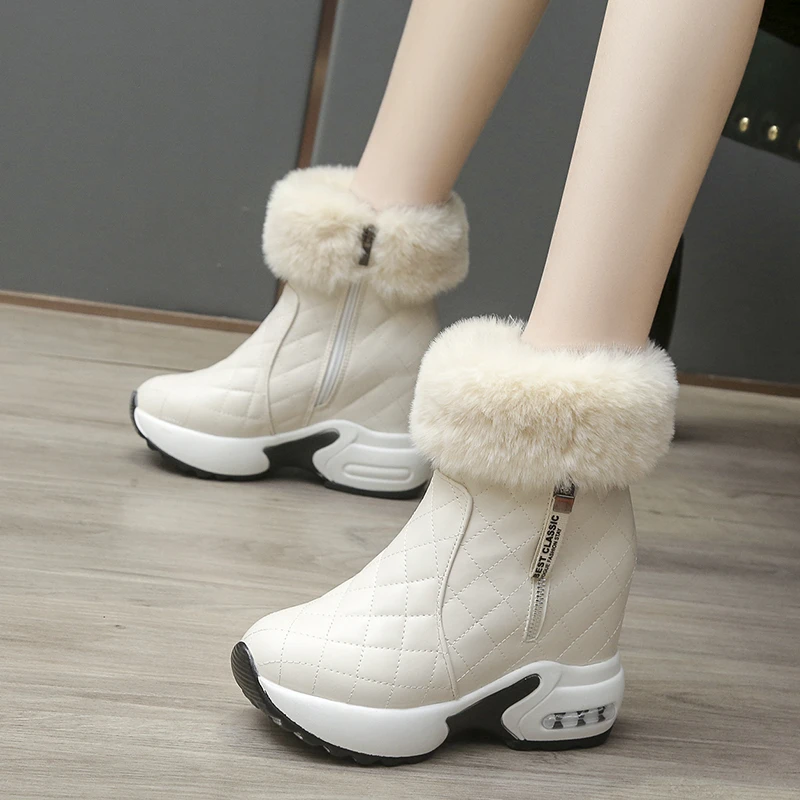 Winter Warm Rabbit Fur Sneakers Platform Snow Boots Women 2023 Ankle Boots Female Causal Shoes Ankle Boots for Women