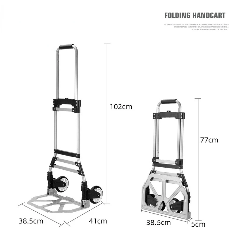 Load Capacity 90KG Car Mounted Handcart Foldable Trolley Climbing Stairs Cart Upstairs Cargo Transport Folded Trolley with Wheel