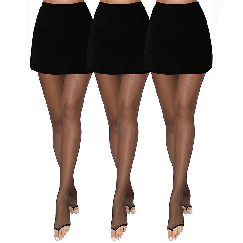 5Pairs S-XXL Plus  New Silk Stockings Women Plus Open Toe Pantyhose Sheer Toeless Size Summer 2025 Thin 20d Tights With Control