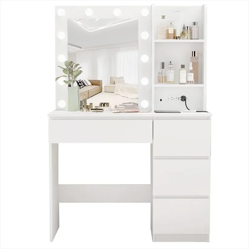 Makeup Vanity with Lights, inch Vanity Desk with Power Strip, Drawers Makeup Table