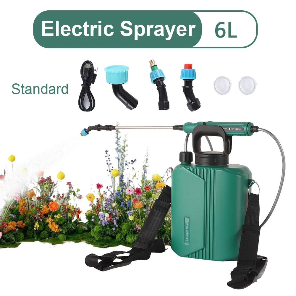 

6L Battery Powered Sprayer with 3 Mist Nozzles Rechargeable Garden Sprayer Electric Back Pack Sprayer Handheld Pesticide Sprayer