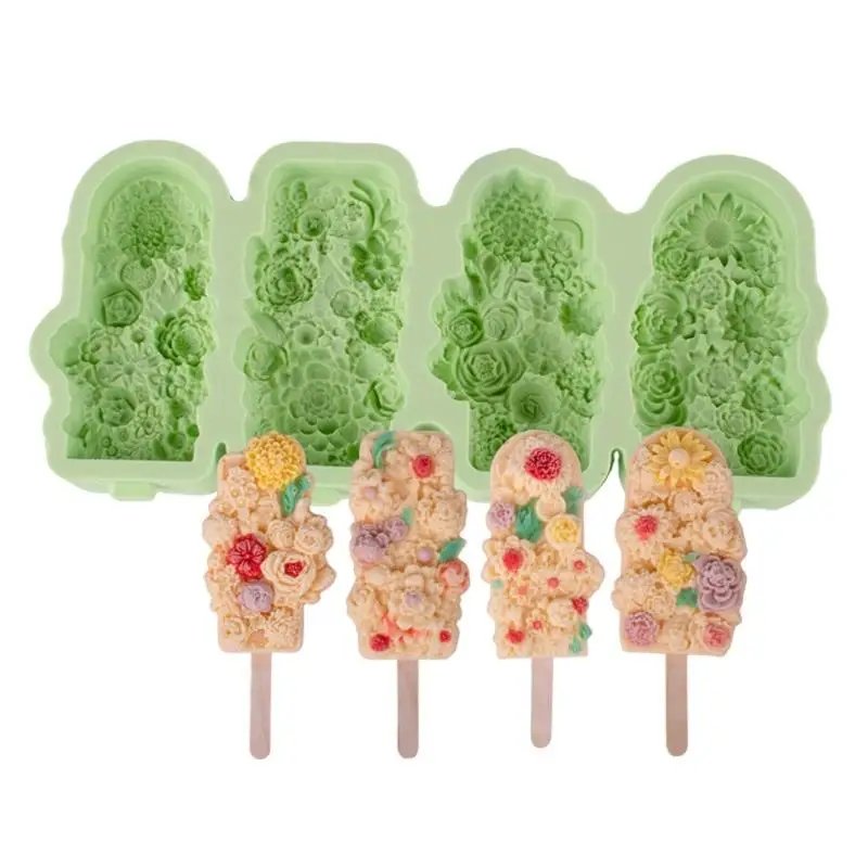 Y1UD Ice Cream Silicone Mould For Homemade Popsicles Easy Releases Ice Lolly Molds