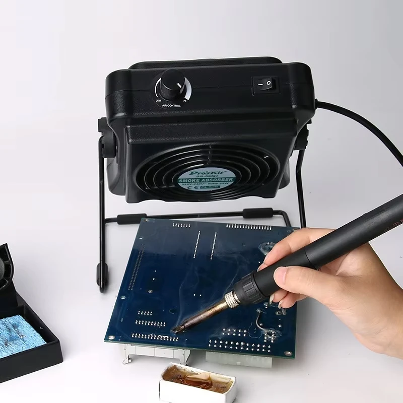 Pro'skit SS-595H Soldering Iron Welding Smoke Absorber Fume Extractor Air Filter Smoke Fan Tools For BGA Soldering Rework