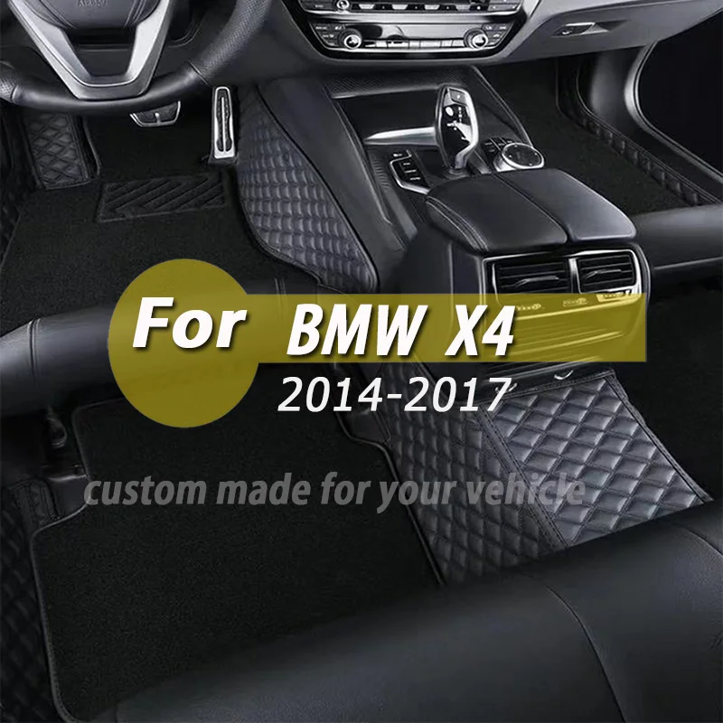 

Custom Made Leather Car Floor Mats For BMW X4 2014 2015 2016 2017 Interior Details Carpets Rugs Foot Pads Accessories