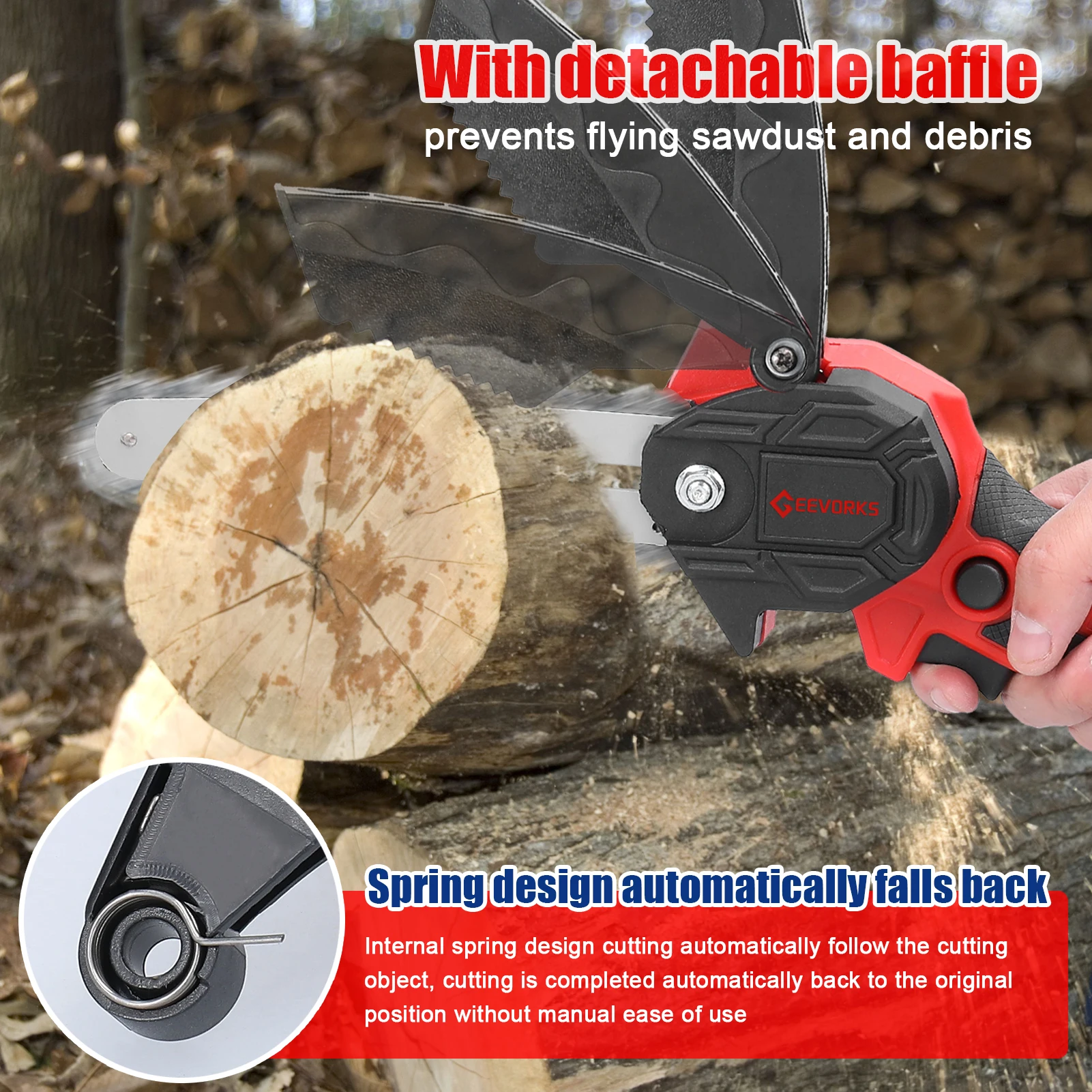 

21V 6inch Electric Chainsaw Portable Electric Pruning Saws Small Wood Splitting Chainsaw Brush Motor One-handed Woodworking Tool