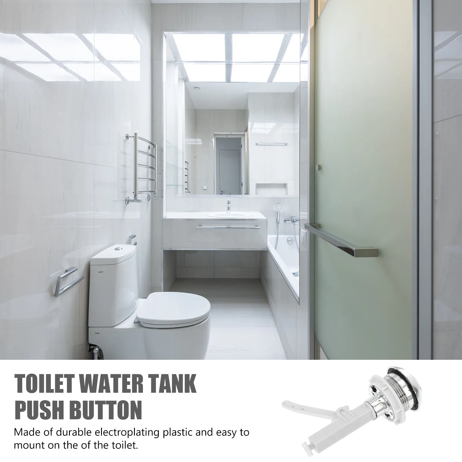 

Toilet Water Tank Button Rod Durable Electroplating Plastic Easy Mount Bathroom Decoration Practical Replacement