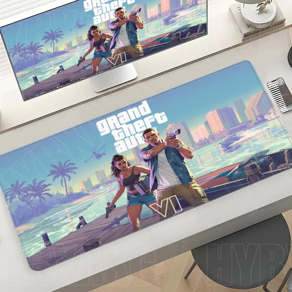لوحات الماوس GTA 6 غير قابلة للانزلاق مكتب كبير طالب الألعاب سرقة السيارات سميكة لعبة كبيرة لوحة الكتابة وسادة ماوس الوسادة #1