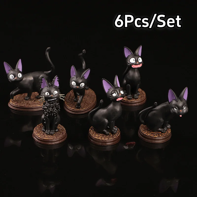 6 pz/set Cartoon Black Cat Jiji & Gigi Action PVC Figure Doll Model Set Hayao Miyazaki Giocattolo per I Bambini Regalo Di Compleanno