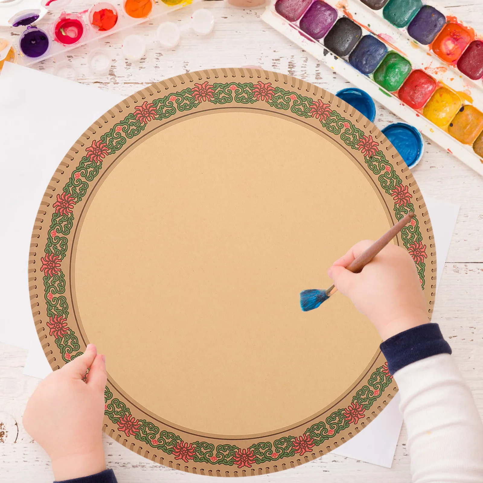 20Sheets Round Ethnic Border Drawing Paper Floral Decorative Frame Cultural Elegance Sketching Painting Art Studio Classroom