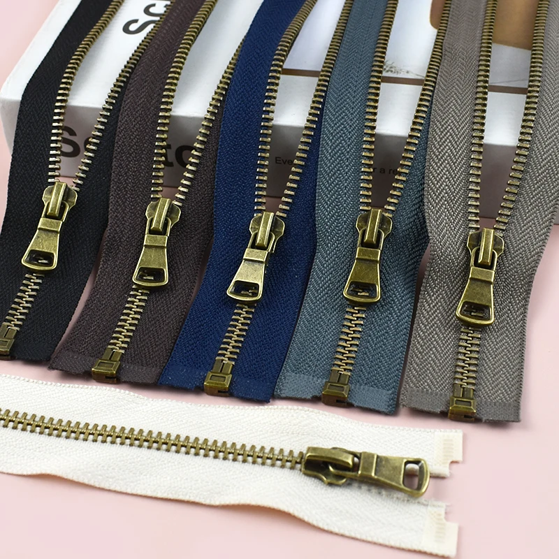 

3/5Pcs 5# Bronze Metal Zippers 40-80cm Open-End Zipper Bag Cierre Zip Repair Kits Clothes Separable Zips for Sewing Accessories
