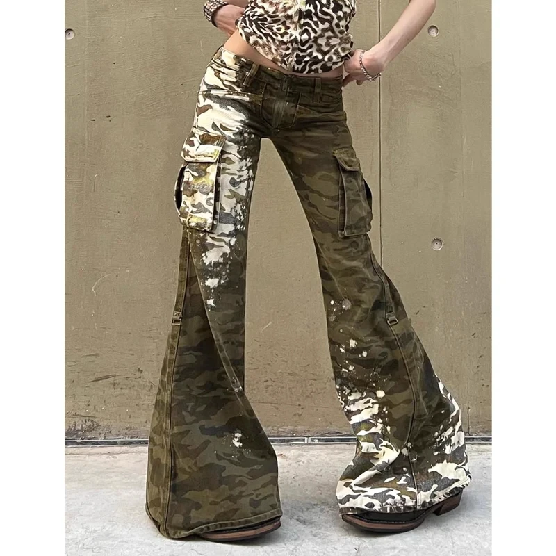 

Camouflage Jeans Women Y2K Hip Hop Vintage High Waisted Jeans Straight Streetwear Casual Loose Large Size Wide Leg Denim Pants