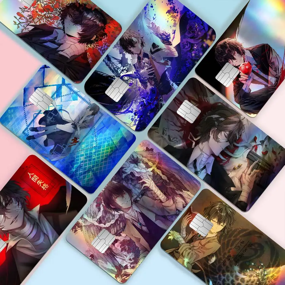 Osamu DazaiS HD Anime Luxury Laser Bank Card Stickers Shiny Reflective DIY Card Decoration