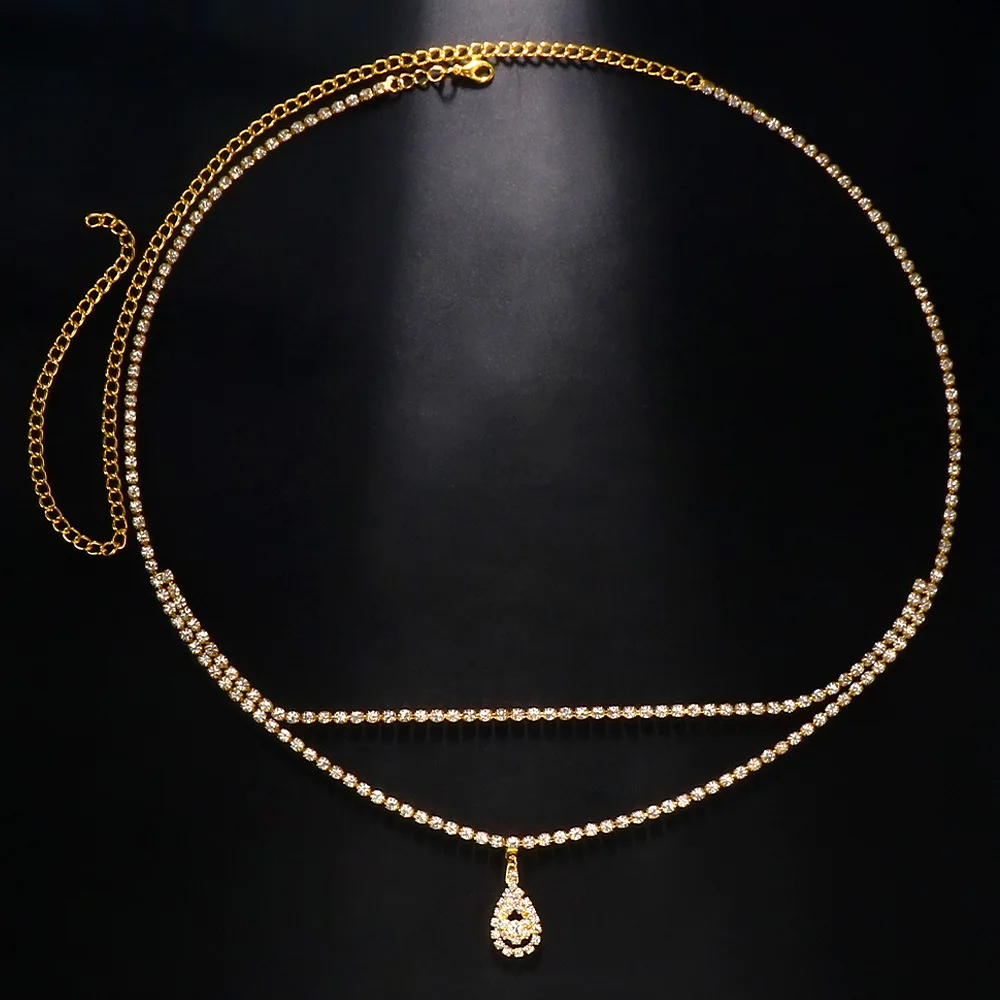 Rhinestone Belly Waist Chains for Women Fashion Body Chain Belly Button Rings Piercing Body Decoration Accessory