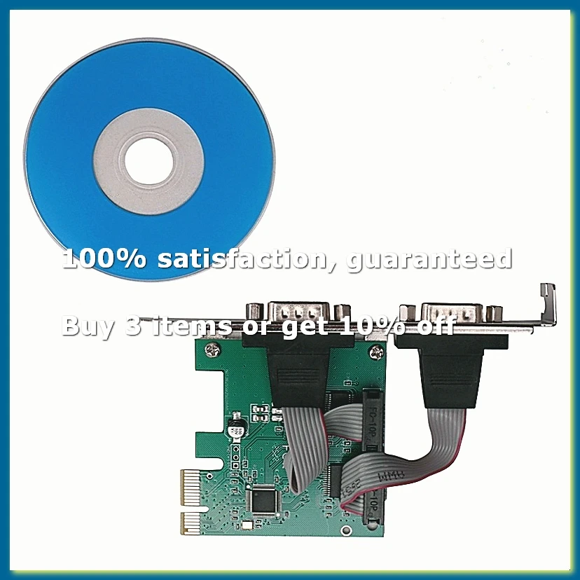 Carte adaptateur contrôleur PCI-E PCI Express double série DB9 RS232 2 ports verte