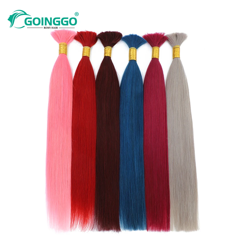 Rambut kepang manusia massal tanpa ekstensi anyaman 100% rambut manusia massal untuk mengepang 100g warna murni Bundles16-28Inch lurus Remy