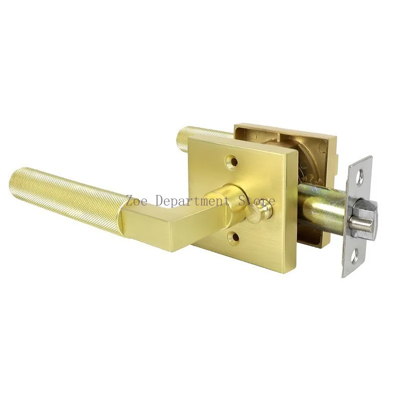 Simple Knurled Handle Privacy Door Lock Keyless Bathroom Door Handle Single Bathroom Golden Channel Lock Doorknob Interior Doors