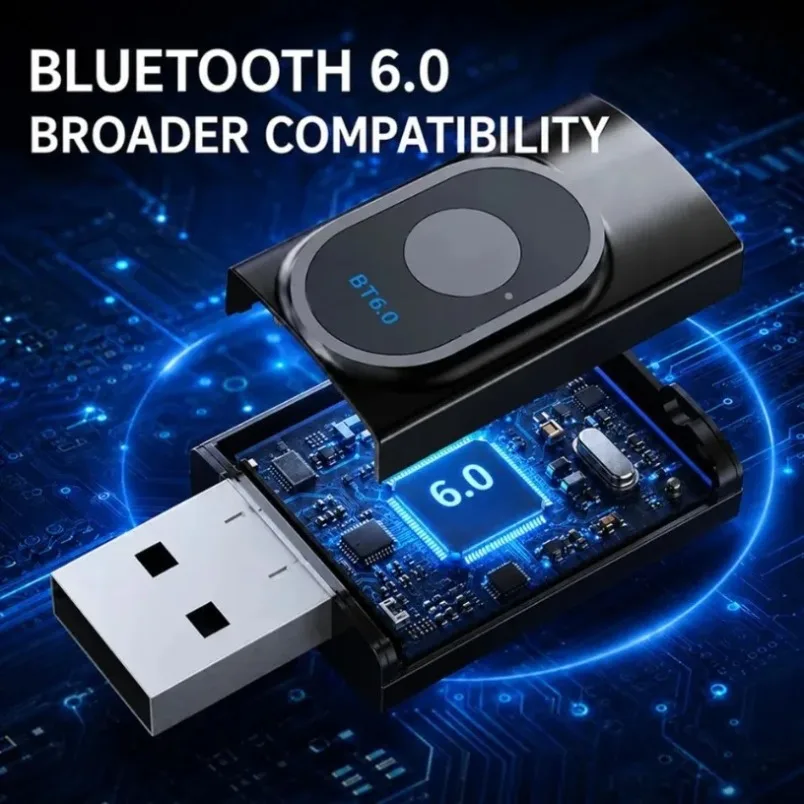BT6.0 2 in 1 Bluetooth Audio Adapter USB Powered TX RX Mode Switch CD Quality Lossless 3.5mm AUX for Speaker Amplifier Car