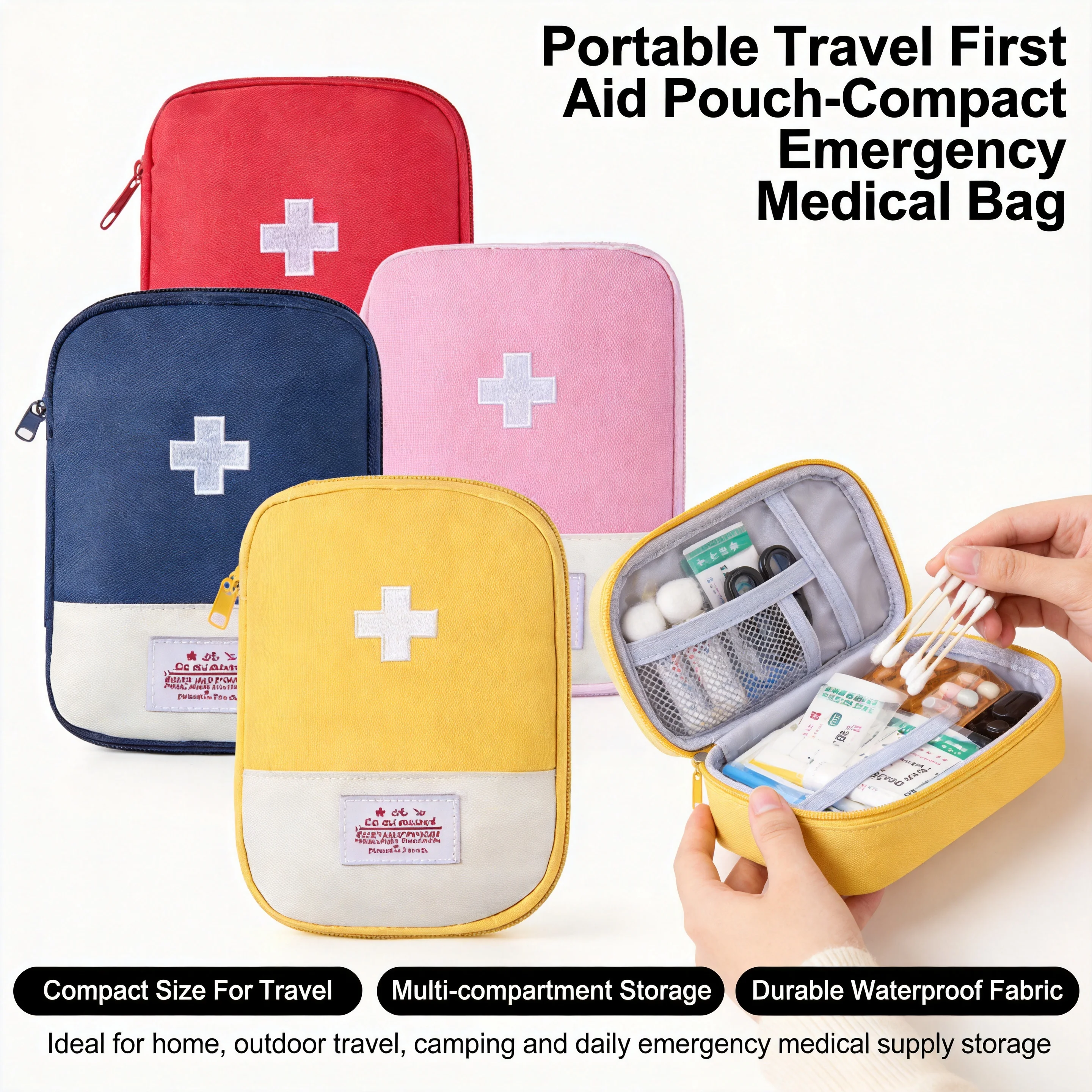 Mini First Aid Kit Travel Medicine Bag Pill Storage Pouch Outdoor Emergency Survival Bag Portable Home Storage Organizer