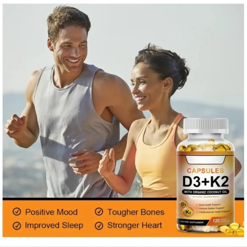 

D3+k2 soft capsules for bone health, immune system, cardiovascular health support, dietary fiber supplementation