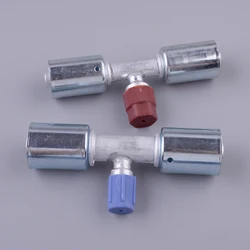 Universal BL6102 BL6103 Beadlock AC Crimp Fittings Splice Straight #8 #10 Set R134a High Low Pressure Port
