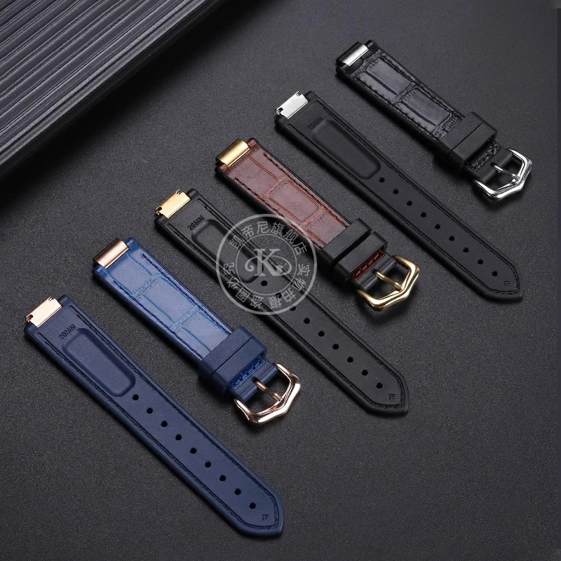 For Cartier Blue Balloon Watch Strap Convex Splice Watch Strap Man Dermis Rubber Sweatproof Butterfly clasp Watchband 18mm 20mm