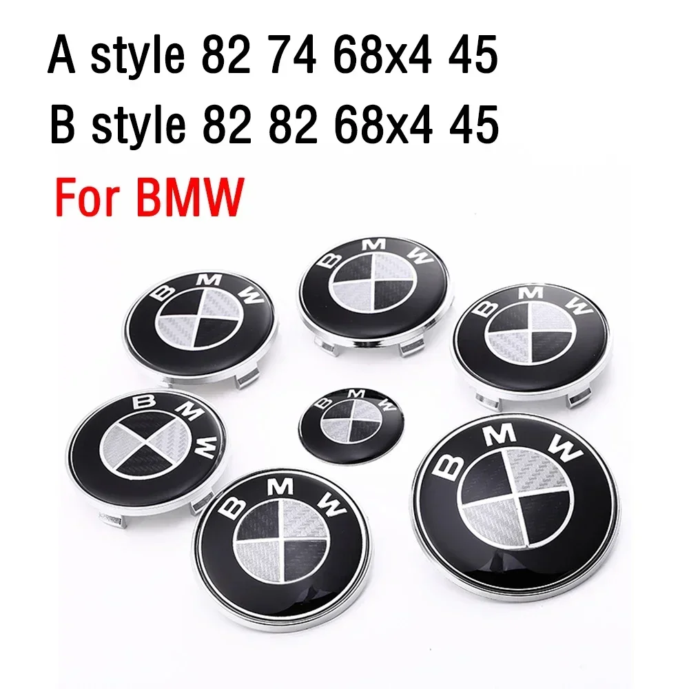 7pcs 45mm 68mm 74mm 82mm Car Logo Front Hood Emblem rear boot badge for BMW E28 E32 E43 E52 E53 E63 E64 E93 E94 E87 F10 F20 F30