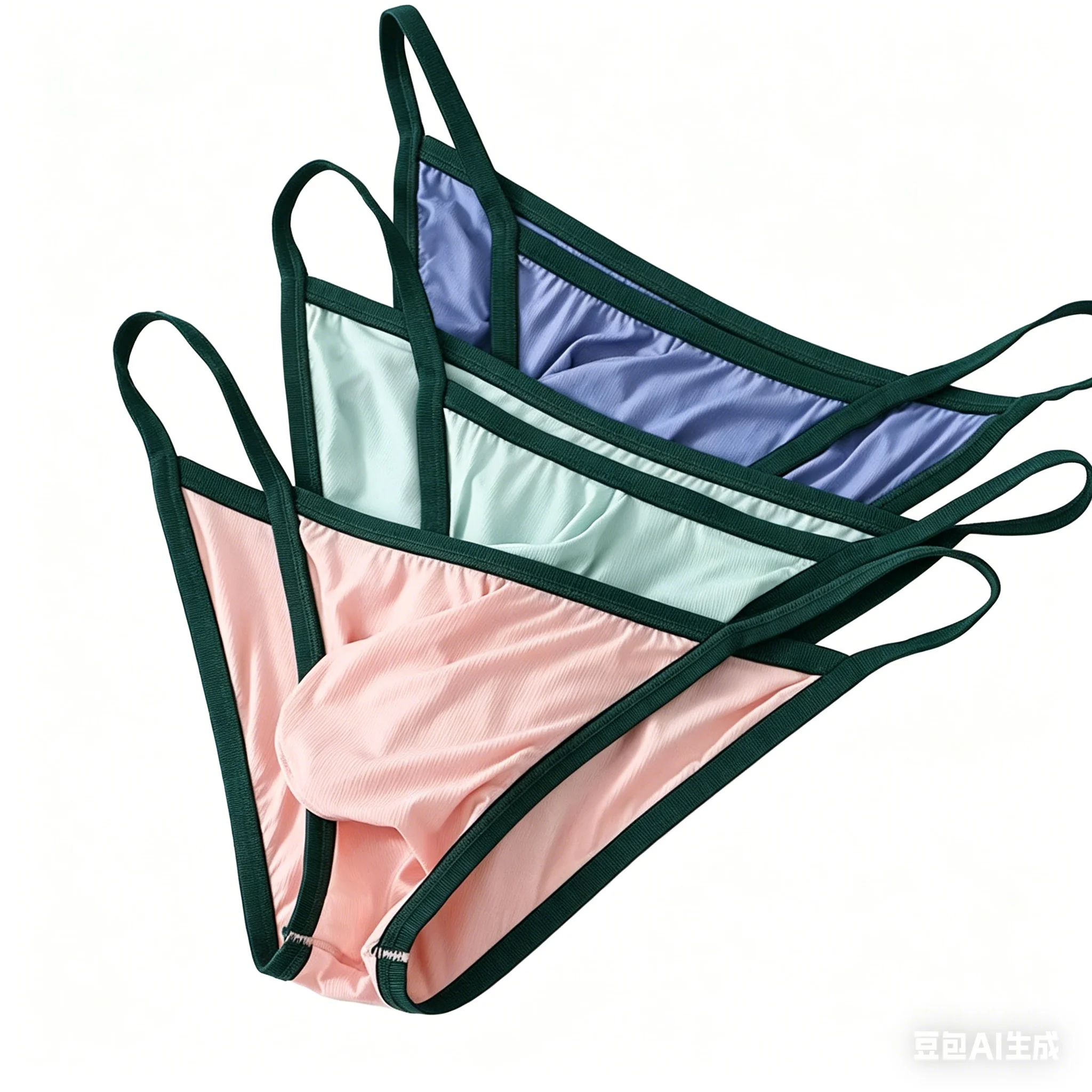 Men Contrast Color Ribbed Ice Silk Briefs Ultra Thin See Through Breathable Low Rise Sexy 3D U Convex Pouch Male Underwear