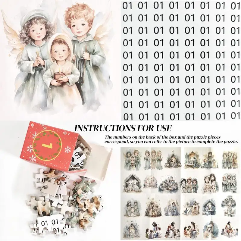 1000 Pcs Holiday Advent Calendar Puzzle Kid Christmas Gift Christmas Countdown Puzzles Creative Christmas Festival Wall Decor