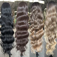 Extensiones de Cabello Sintético Magicae Ponytail de 28 Pulgadas, Color Ombre Marrón Rubio 27/613, con Clip, 180 Gramos, Resistentes al Calor, Onduladas