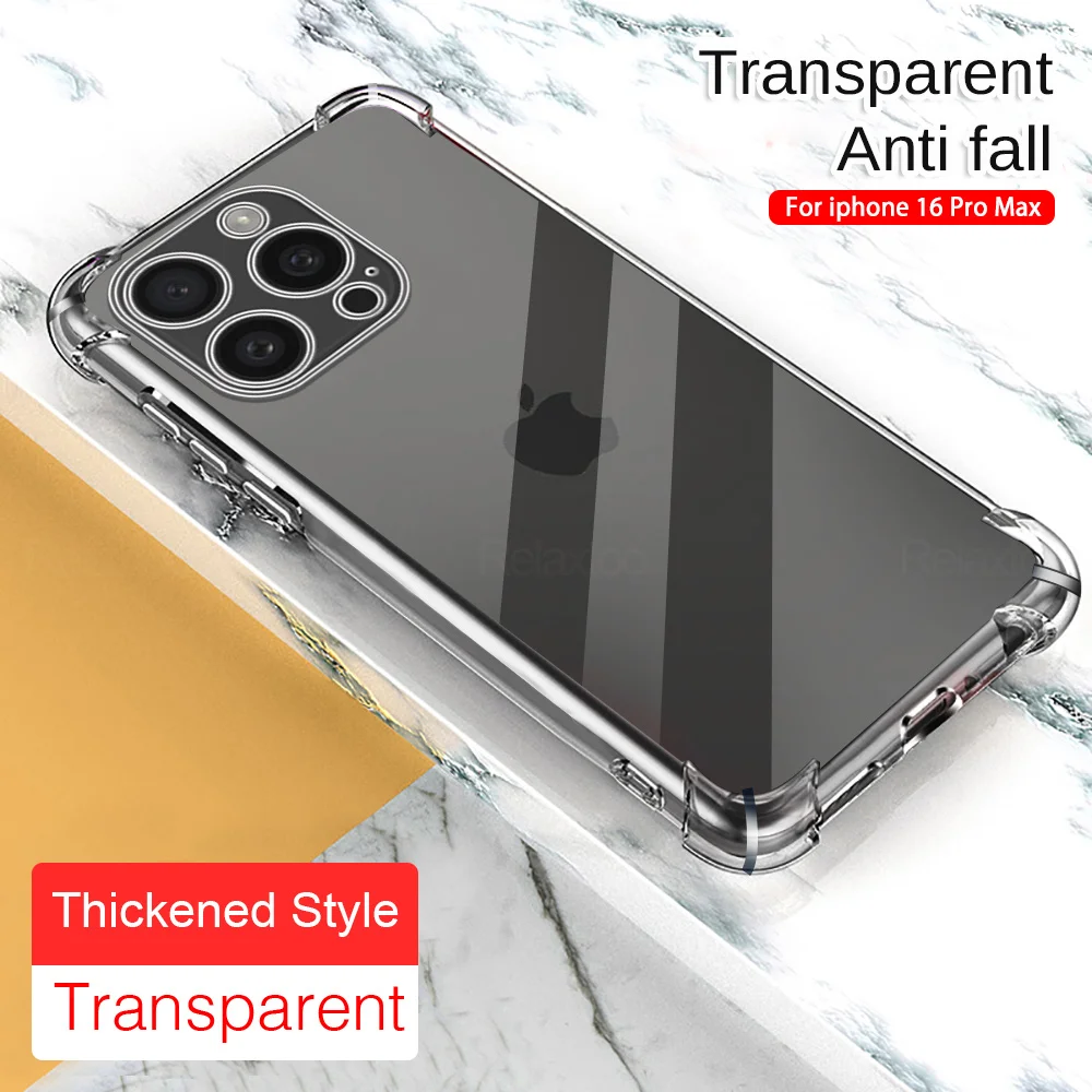 Transparent Airbag Protective Case For iphone 16 Pro Max 5G Anti Drop Soft Back Cover Coque For iphon16ProMax 16 ProMax 16 Plus