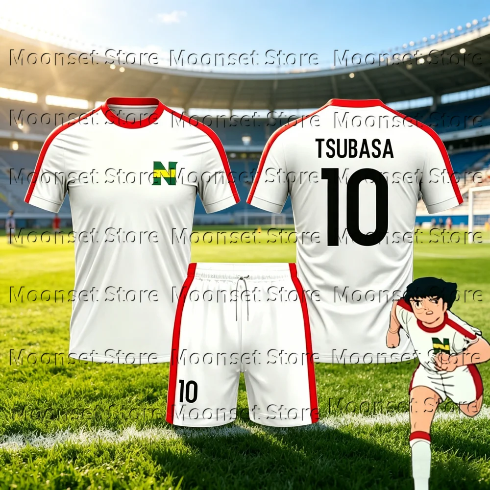 New 2 Piece Outfit Children Tracksuit Captain Tsubasa Football No.10 T Shirt Can Choose T-Shirts Or Shorts Kids Clothes Set