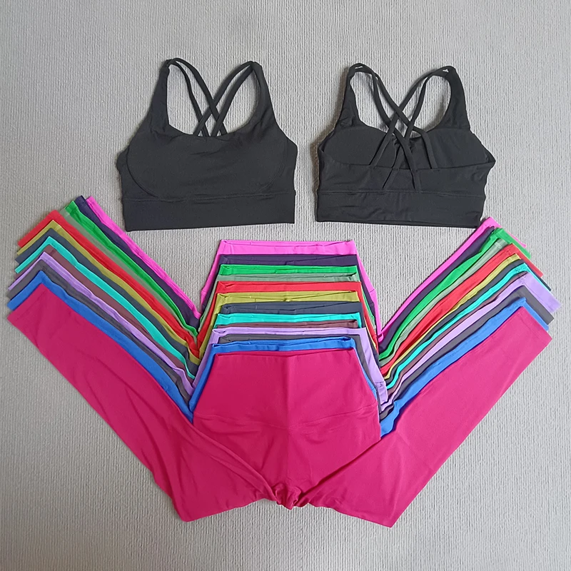 

2 Pieces Yoga Set Women's Tracksuit Sexy Workout Clothes Fitness Sportswear Colorful High Waist Pants And Underwear Gym Suit