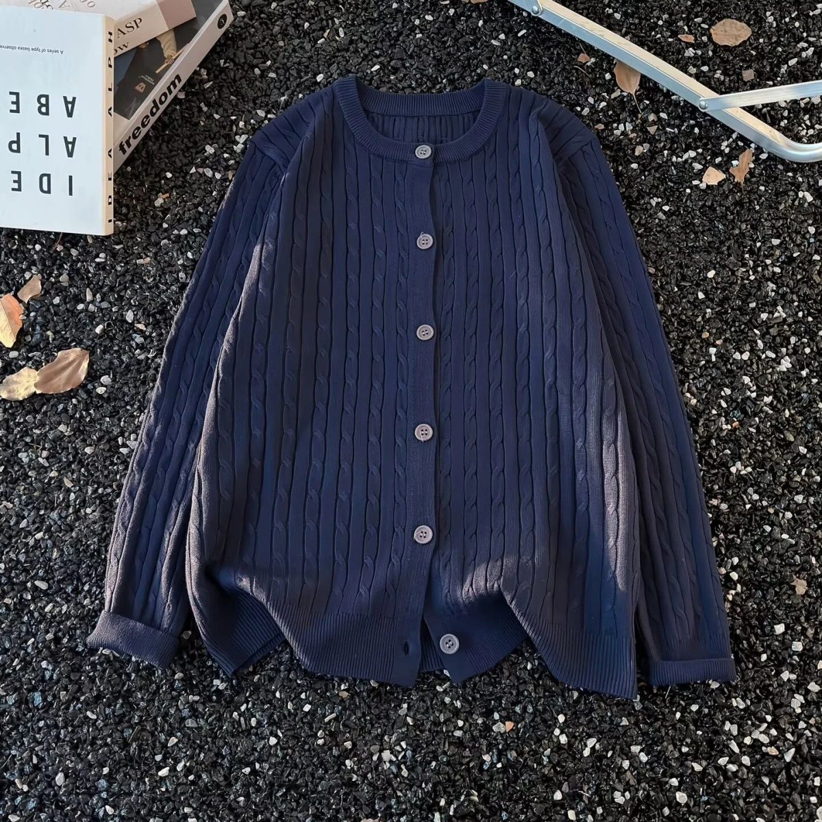 Copricostume lavorato a maglia in seta di ghiaccio cava blu Capispalla sottile estivo da donna Top Dopane Early Summer Faion Poliestere traspirante