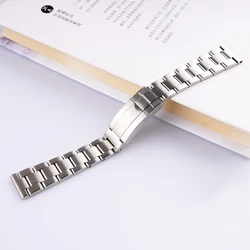 Rolamy 20 22mm cinturino da polso di ricambio in acciaio inossidabile spazzolato argento con chiusura Oyster per Rolex per Seiko