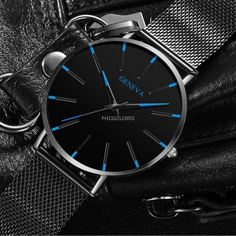 Men\'s Fashion Minimalist Ultra Thin Watches for Men Simple Business Stainless Steel Mesh Belt Quartz Watch Relogio Masculino