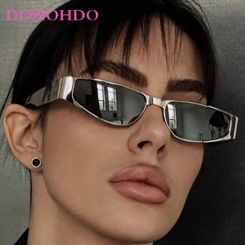 

Luxury Designer Cyberpunk Narrow Women's Sunglasses Metal Cool Sunglass Men Outdoor Traveling Party Trendy Eyewear UV400 Очк