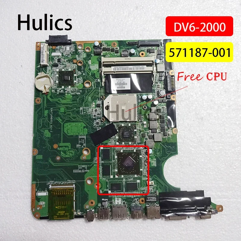 Hulics Used 571187-001 Laptop Motherboard For HP Pavilion DV6 DV6-2000 571187 DAUT1AMB6E0