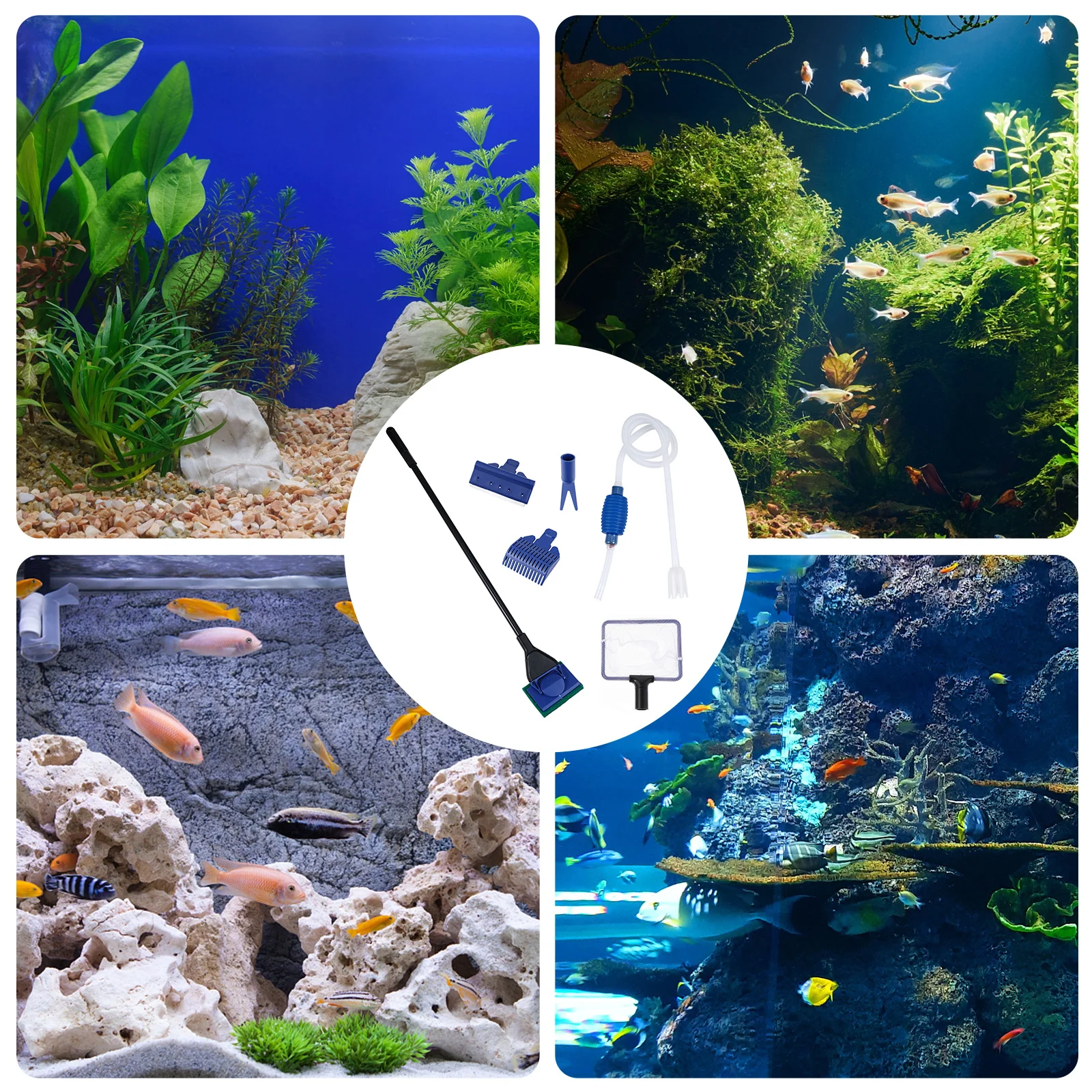 

1 set Fish Tank Cleaning Tool Strong Suction Aquarium Water Changer Filter Net For Medium Small Tanks Fast Gravel Sand Washer