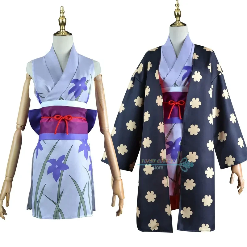 Anime Cosplay Costume  Anime Clothe Nico Robin Gorgeous Dark Print Clothing Kimono for Women Party Cosplay Bow Accessories