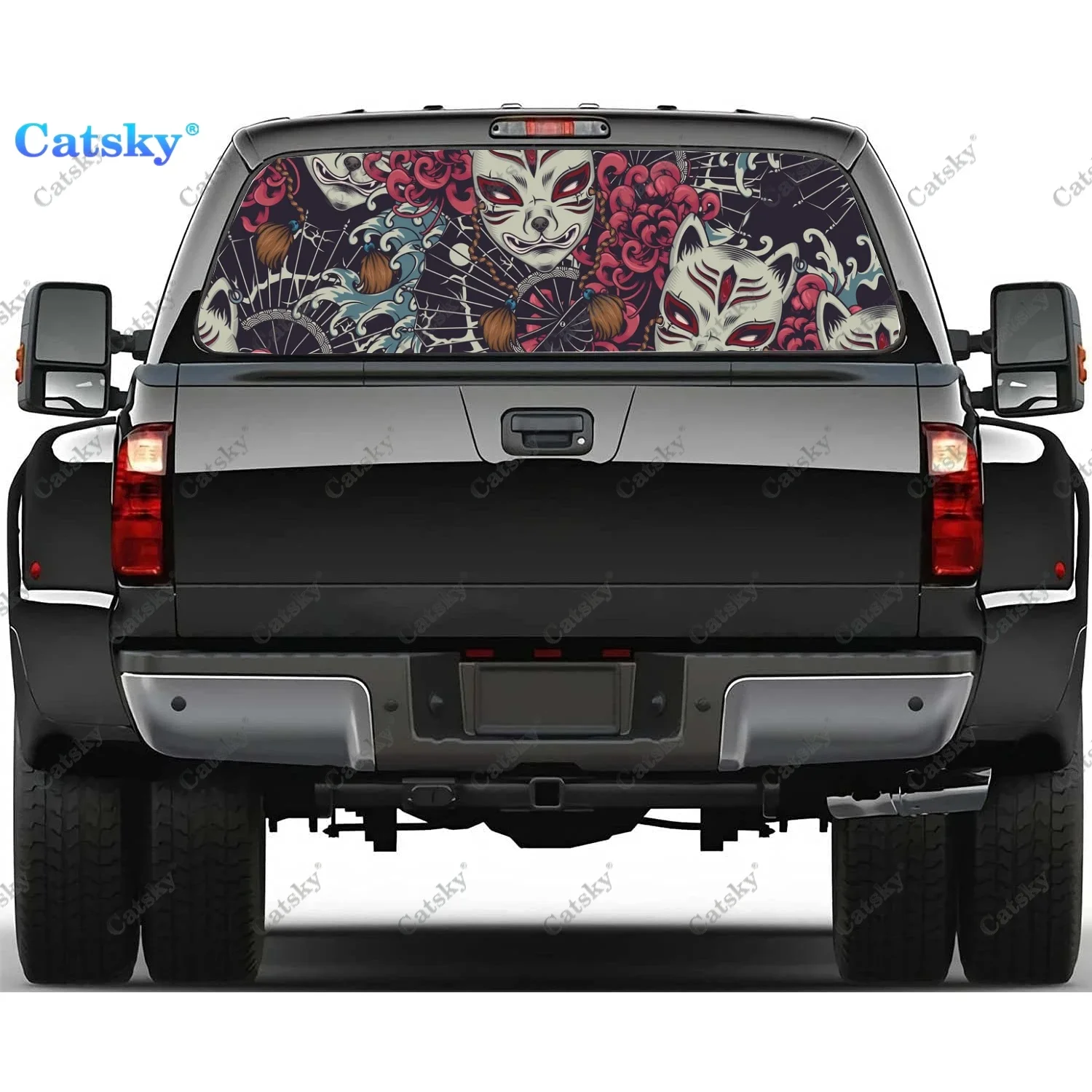 

Japanese Samurai Rear Window Decals for Truck,Pickup Window Decal,Rear Window Tint Graphic Perforated Vinyl Truck Sticker