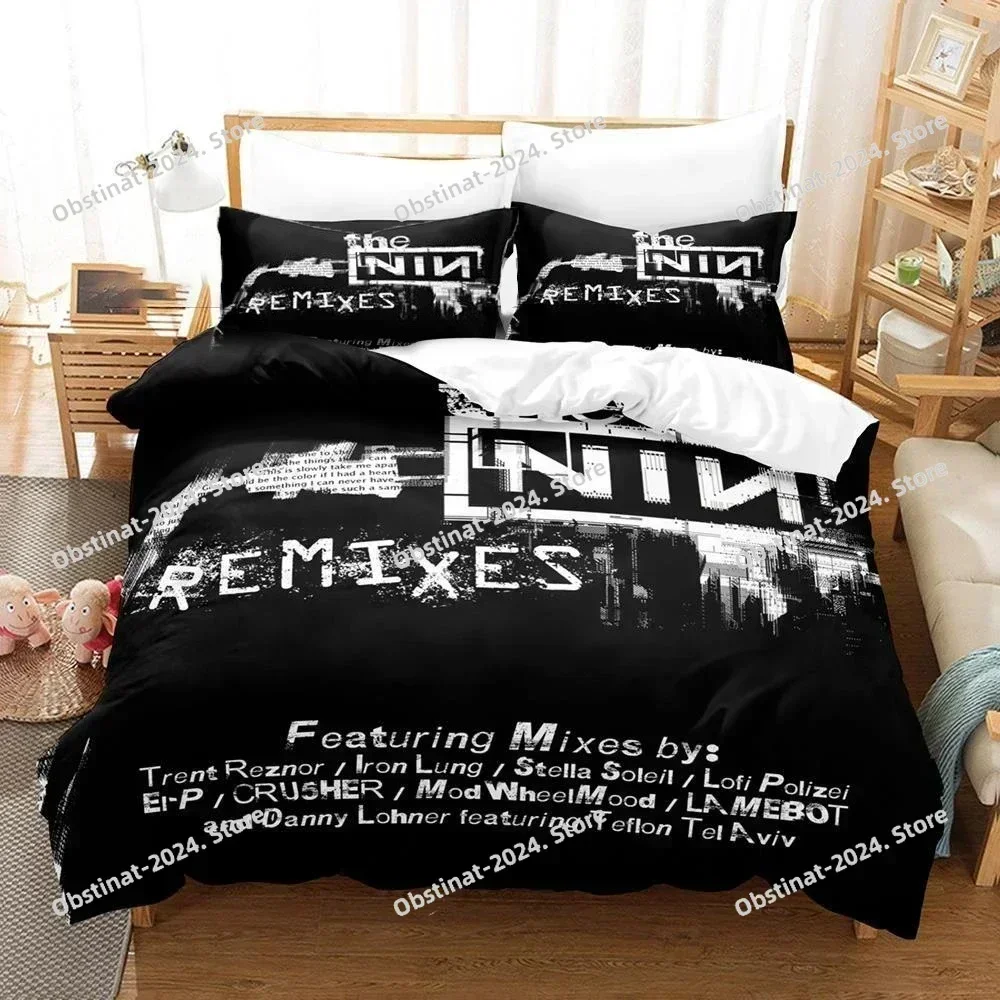 3D Nine Inch Nails NIN Bedding Set Printed single Comforter Quilt Bed Cover Duvet Cover Pillow Case 3 Pieces Set Kids Adult Size