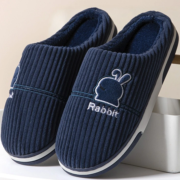 Men Winter Warm Cotton Slippers Plus Size Couple Indoor Home Thick Sole Non Slip Plush Fuzzy Slides